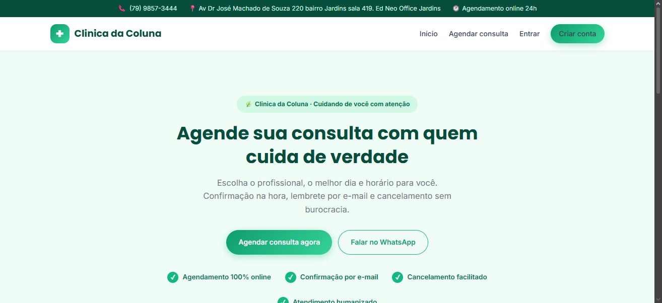 Sistema de Agendamento para Clinicas